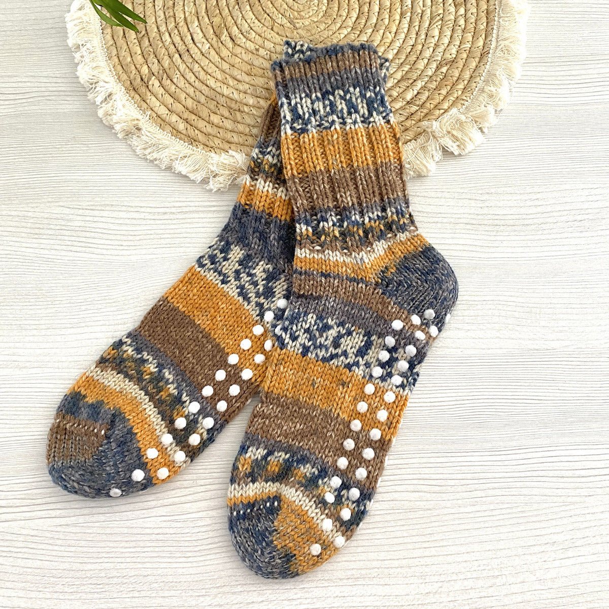 Chaussettes en pure laine antidérapantes Hirsch Natur Adulte - Orange