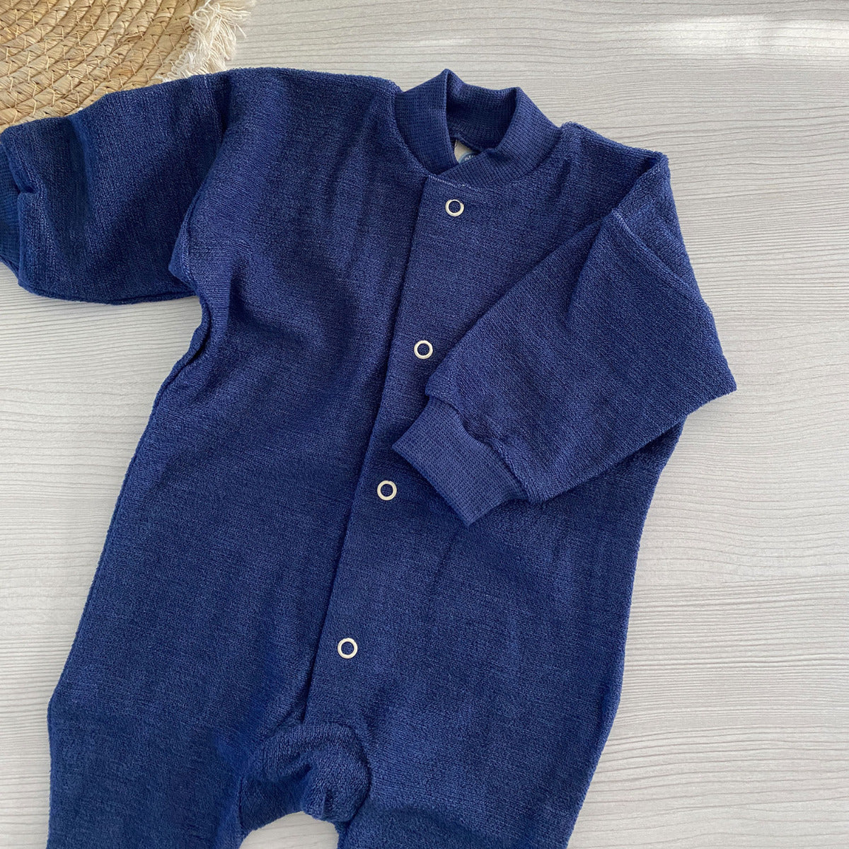 Pyjama en éponge de laine Cosilana marine – Douceur et chaleur naturelle pour bébé
