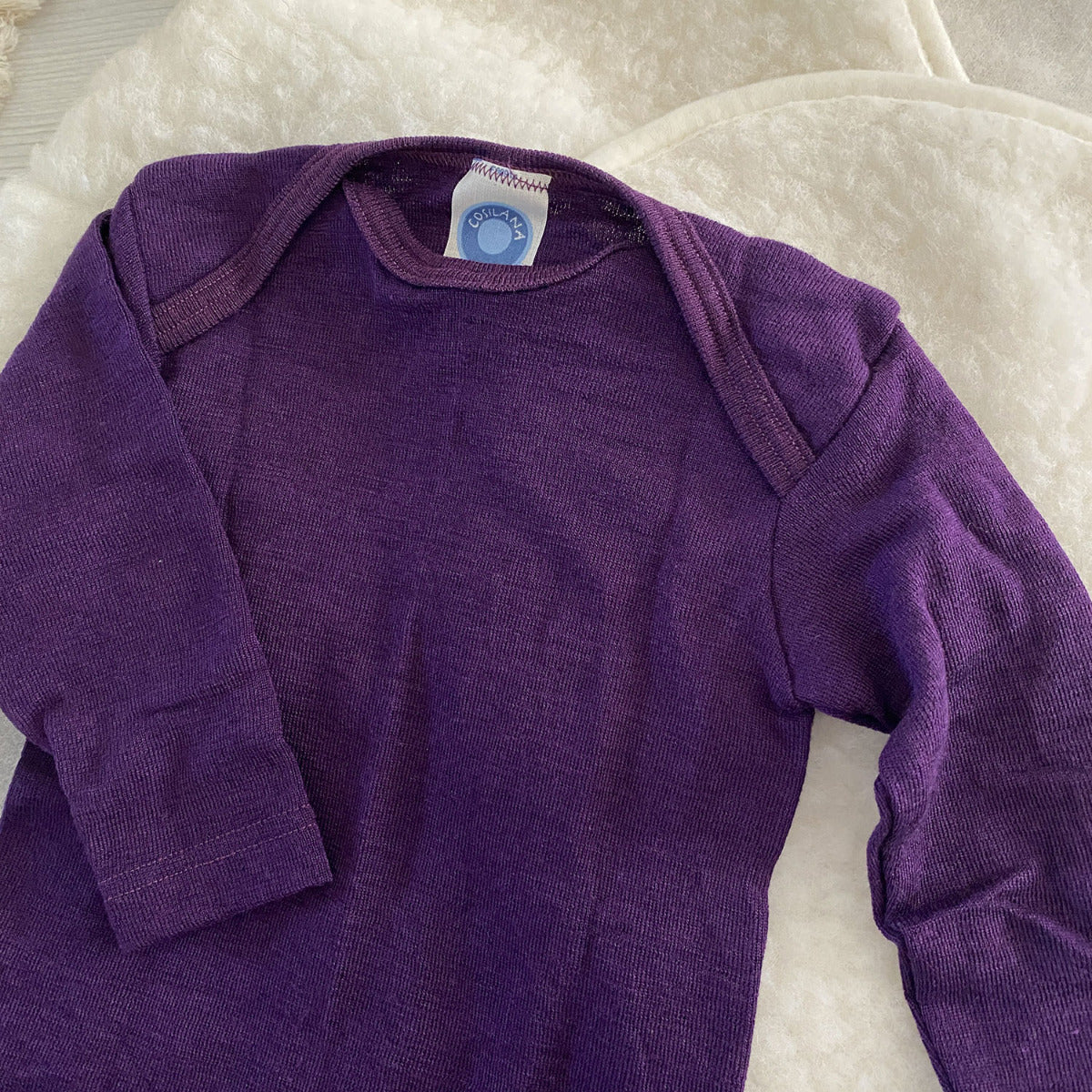 Body à manches longues en laine et soie Cosilana - Prune