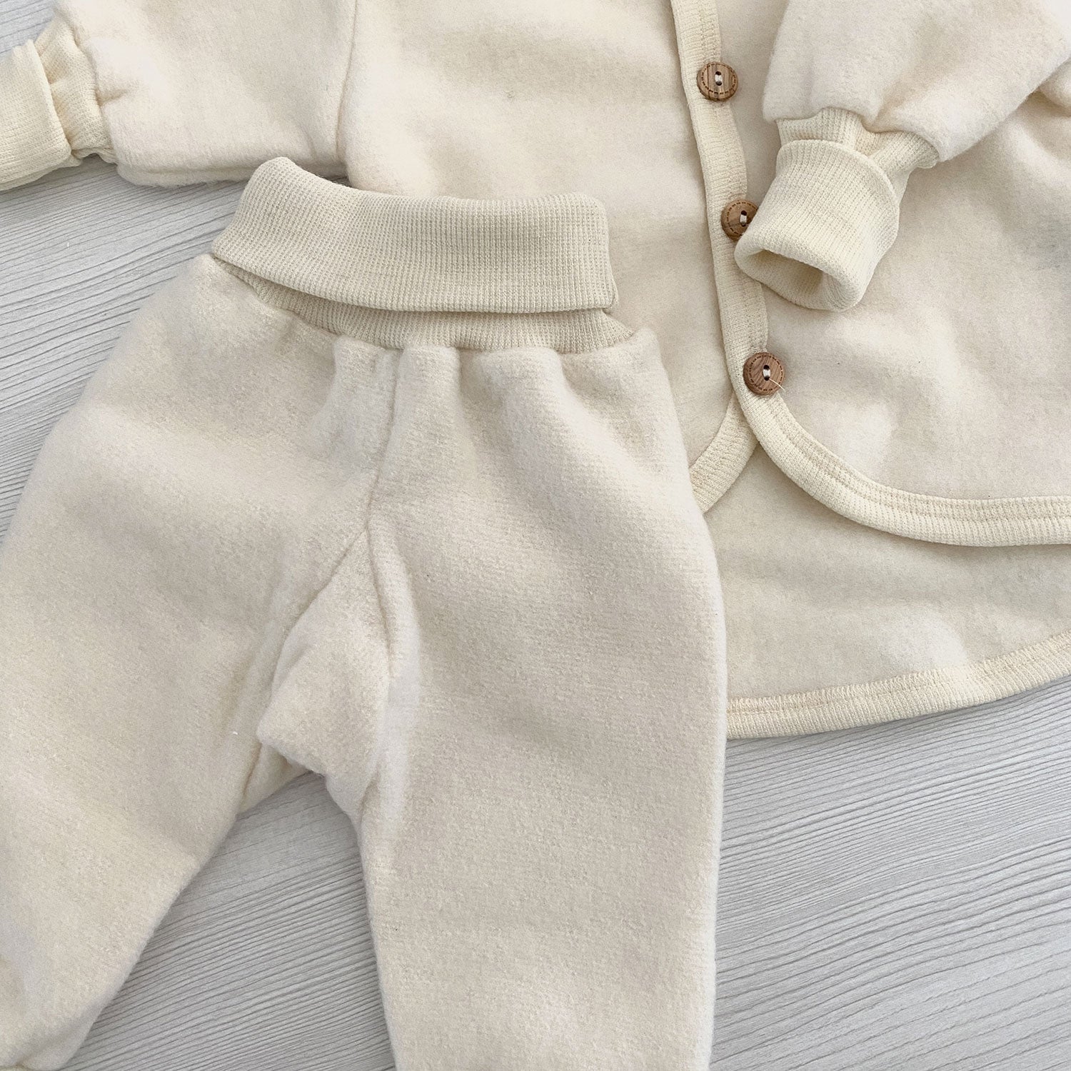 Pantalon en polaire de laine et coton bio Cosilana Naturel - Lilinappy