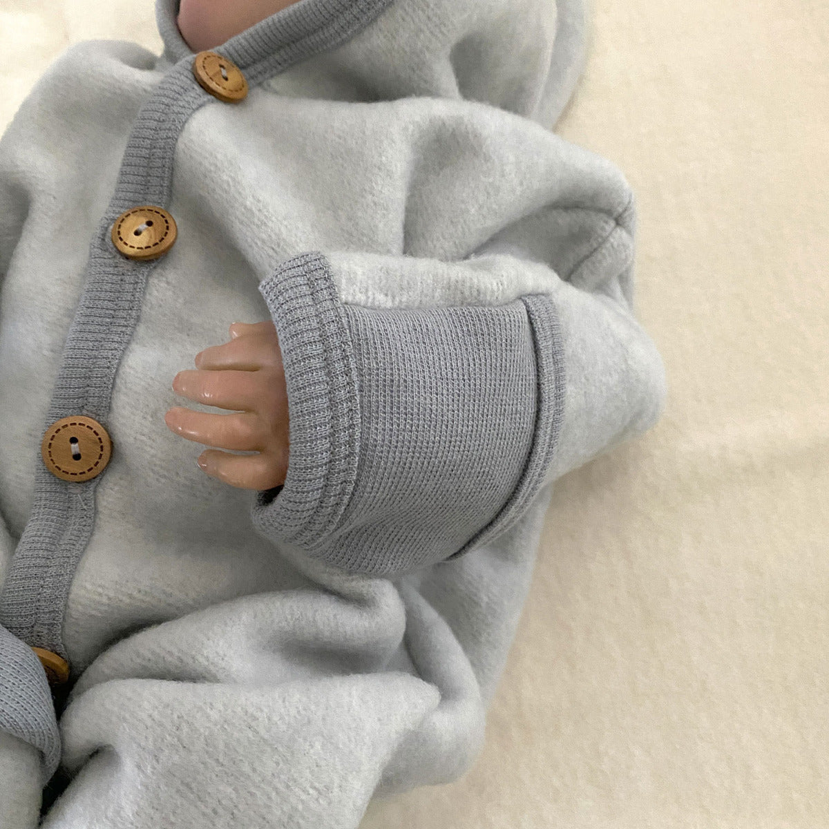 Combinaison bébé en polaire de laine et coton bio Cosilana - Gris - Lilinappy