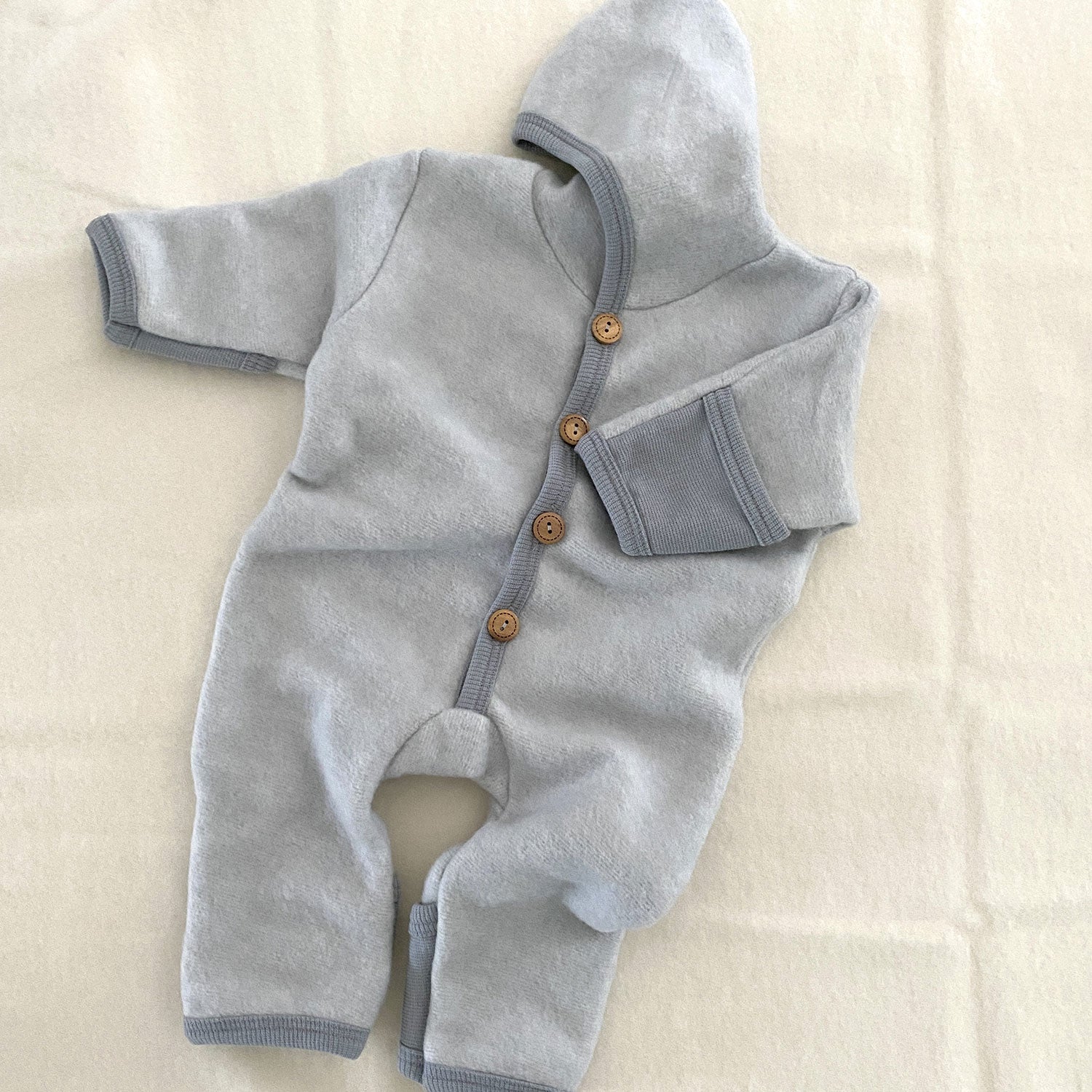 Combinaison bébé en polaire de laine et coton bio Cosilana - Gris - Lilinappy