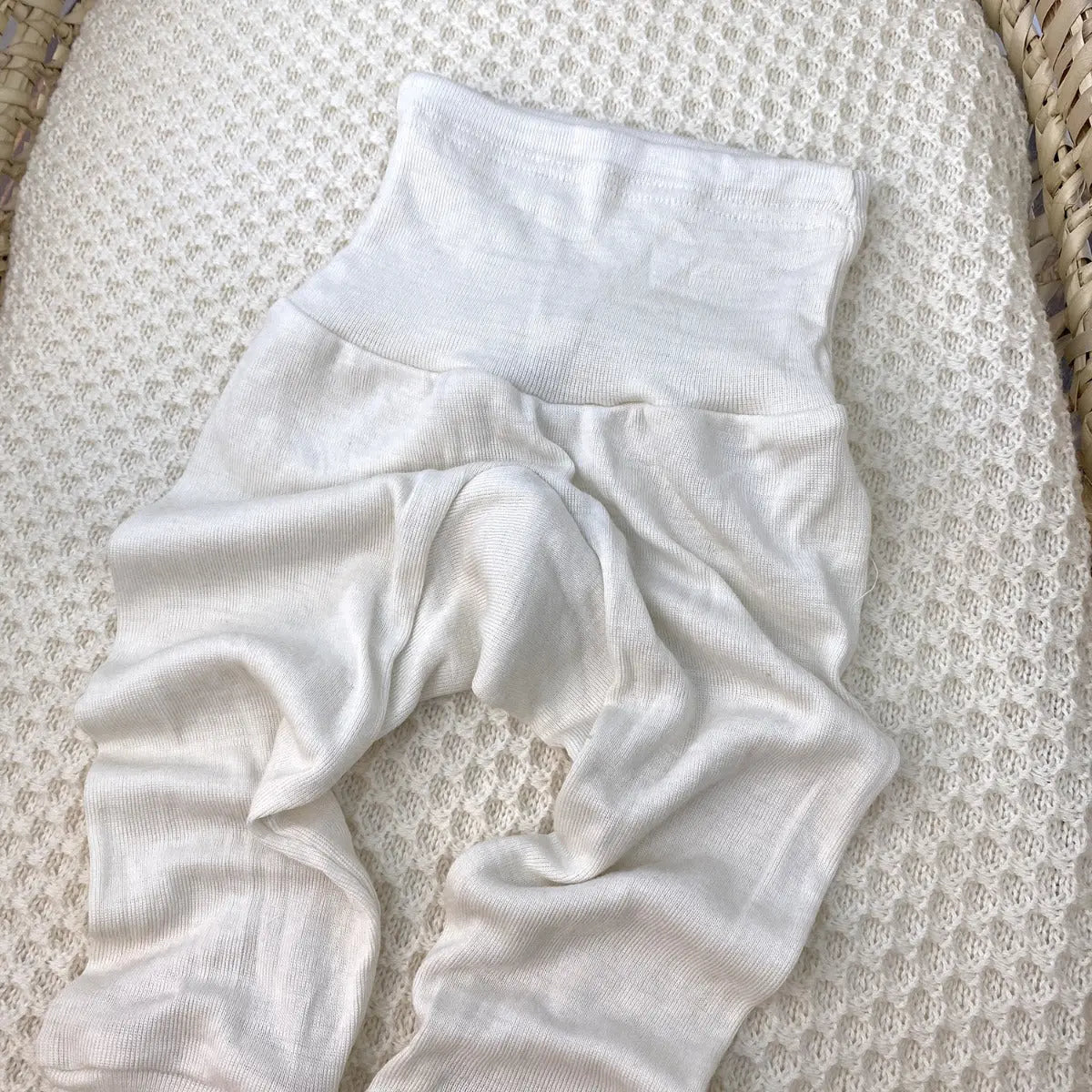 Pantalon bébé en laine et soie Cosilana Naturel