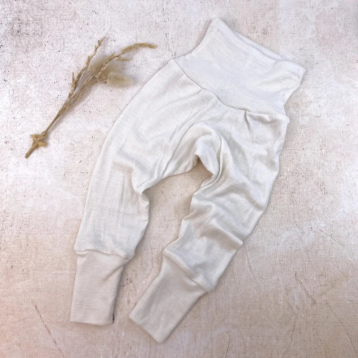 Pantalon bébé en laine et soie Cosilana Naturel
