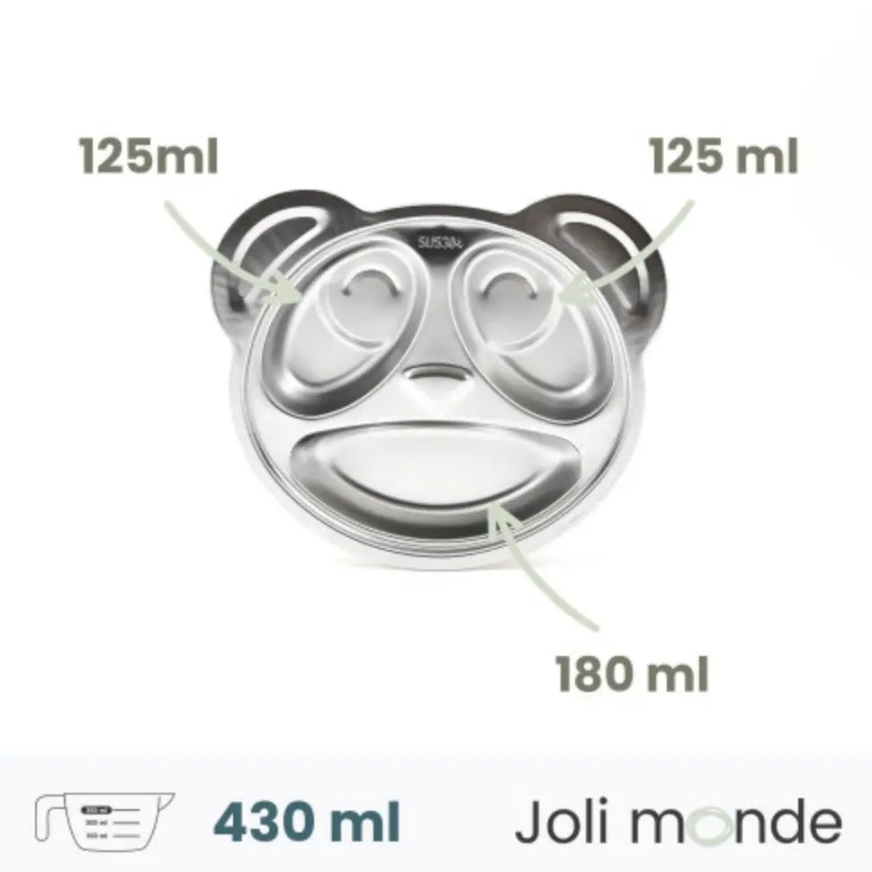 Plateau repas enfant inox compartimenté Joli Monde – Panda 