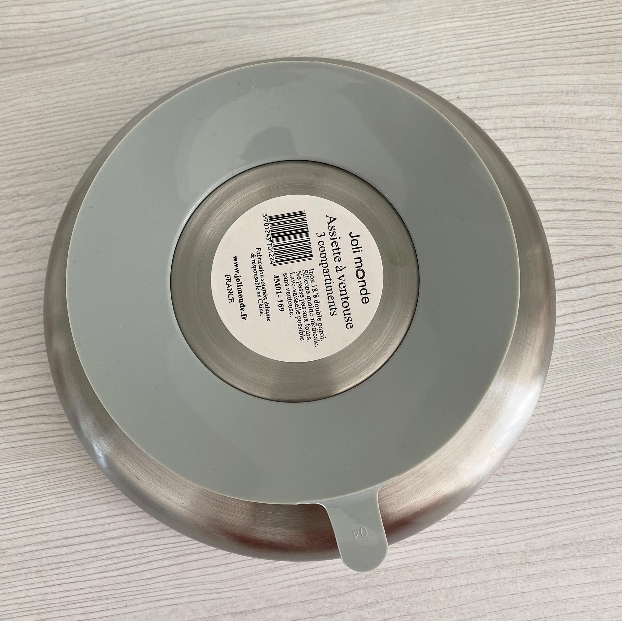 Assiette bébé inox à ventouse 3 compartiments Joli Monde 