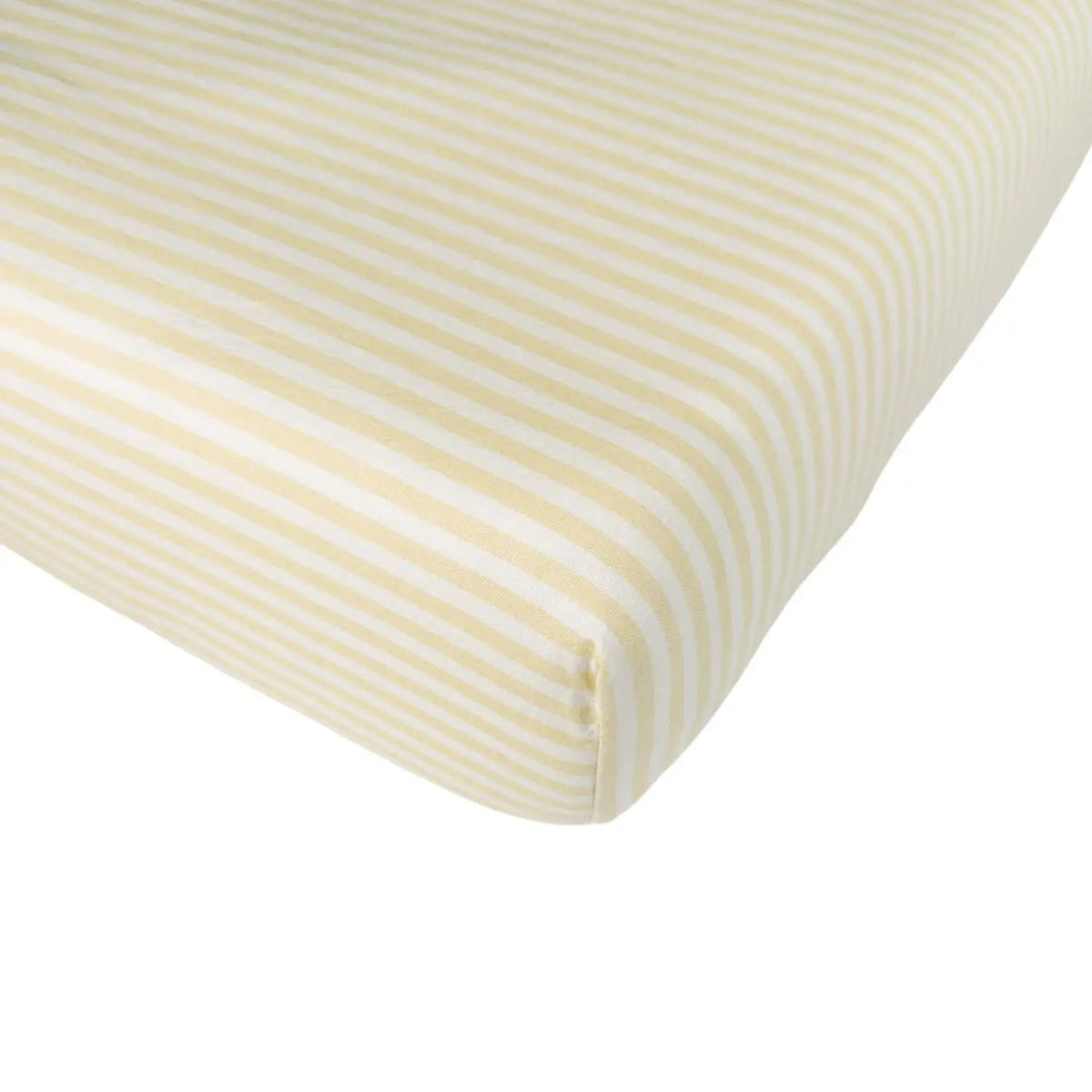 Drap housse coton bio Kadolis pour lit adulte  - Rayures jaunes