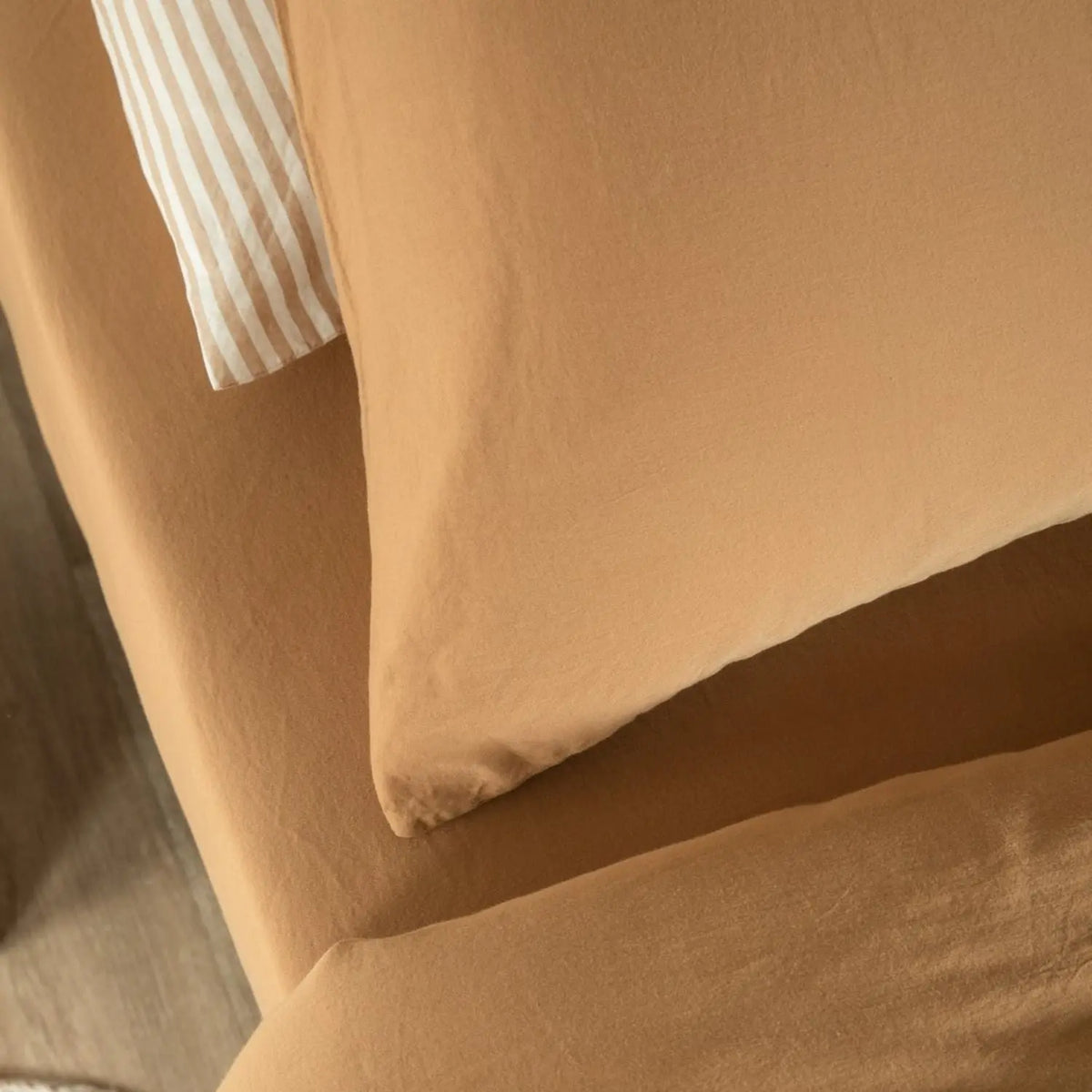 Drap housse enfant Satin de Coton Bio lavé Kadolis - Ambre