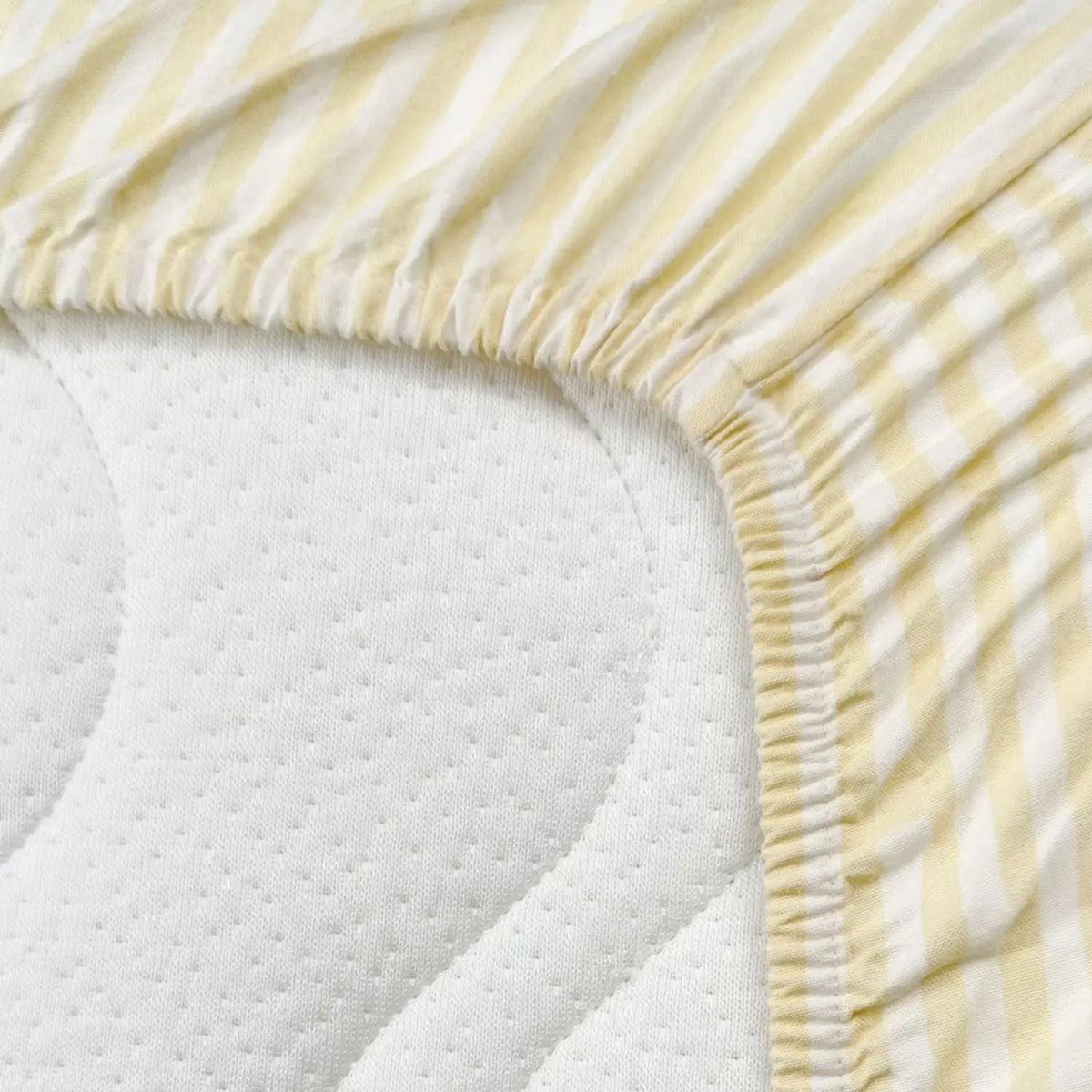 Drap housse coton bio Kadolis pour lit enfant  - Rayures jaunes