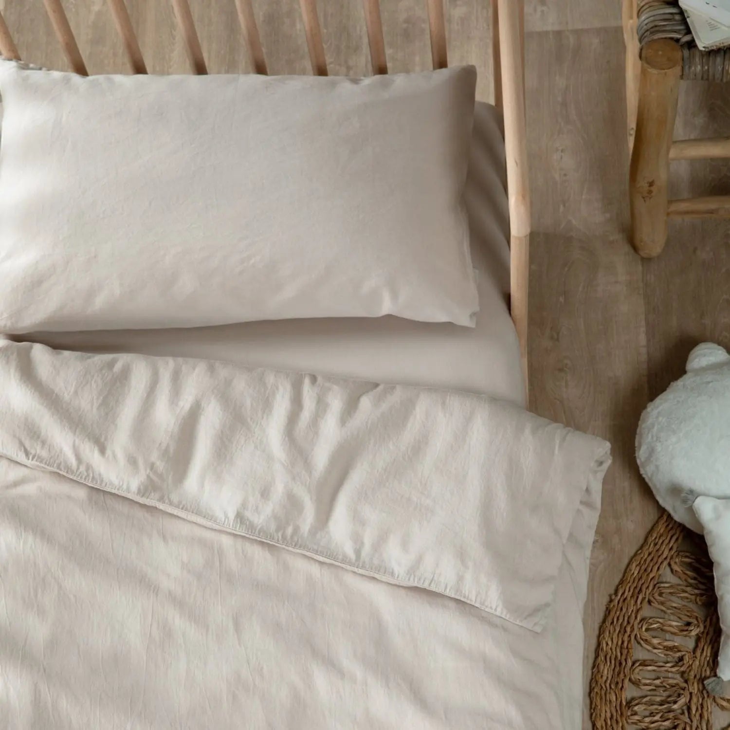 Taie d'oreiller Satin de Coton Bio lavé Kadolis - Lin
