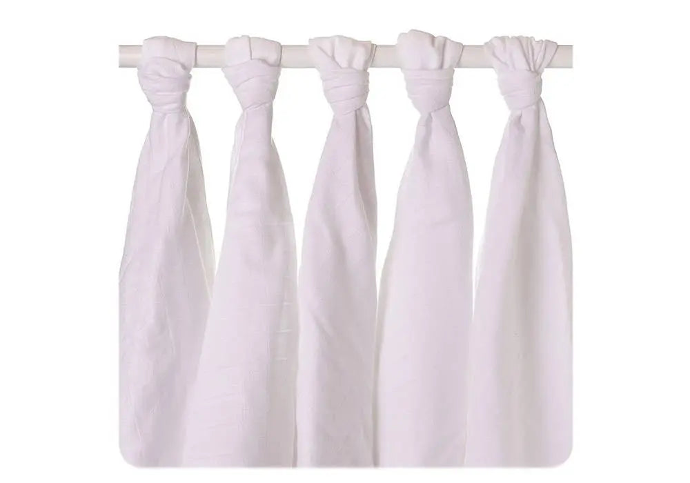 Lot de 5 langes en coton bio GOTS blancs 70x70 cm XKKO