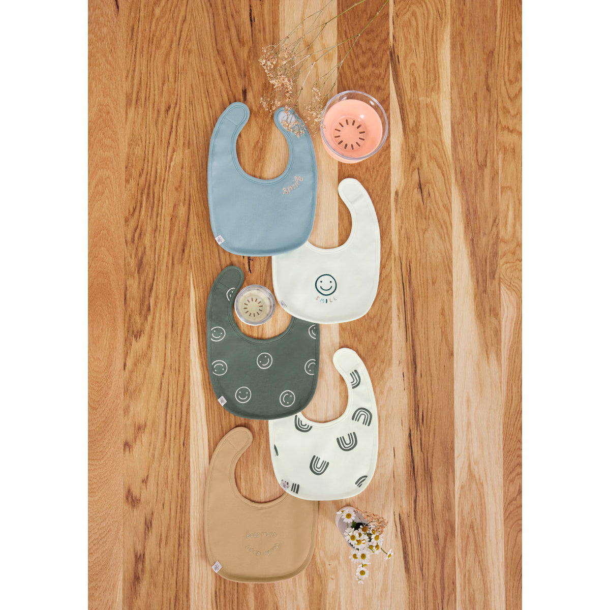 Lot de 5 bavoirs Lassig 3/18 mois - Smile - Lilinappy