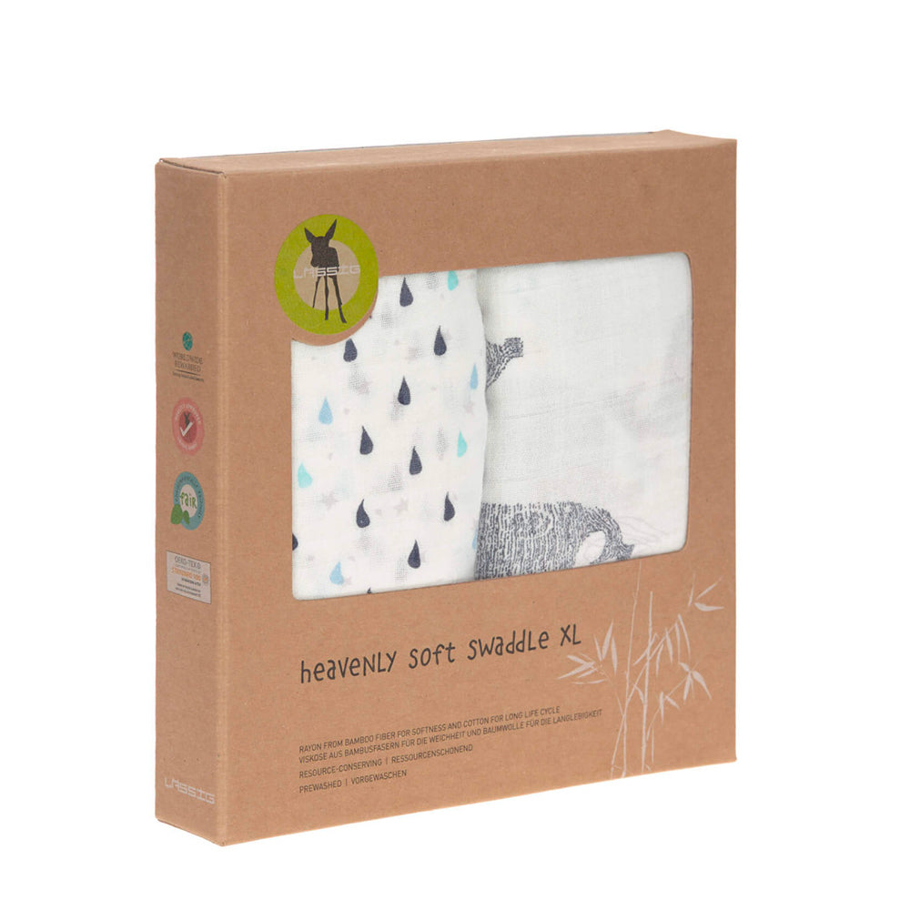 Lot de 2 langes d'emmaillotage Lässig - Baleine - Lilinappy