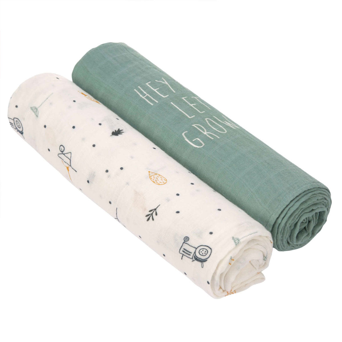 Lot de 2 langes d'emmaillotage Lässig - Garden Explorer Tracteur - Lilinappy