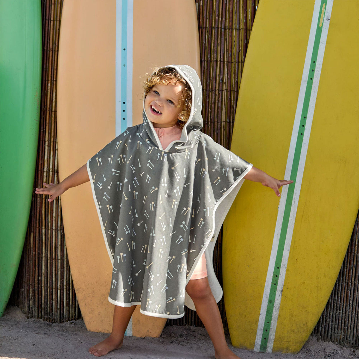Poncho de plage anti-UV Lässig - Palmiers olive foncé
