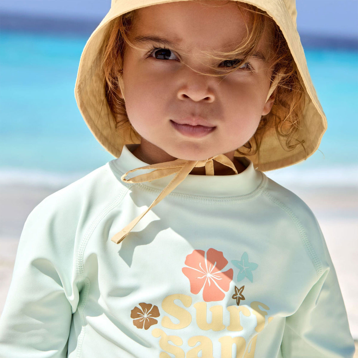 T-shirt anti-UV manches courtes Lässig - Fleurs vert écume