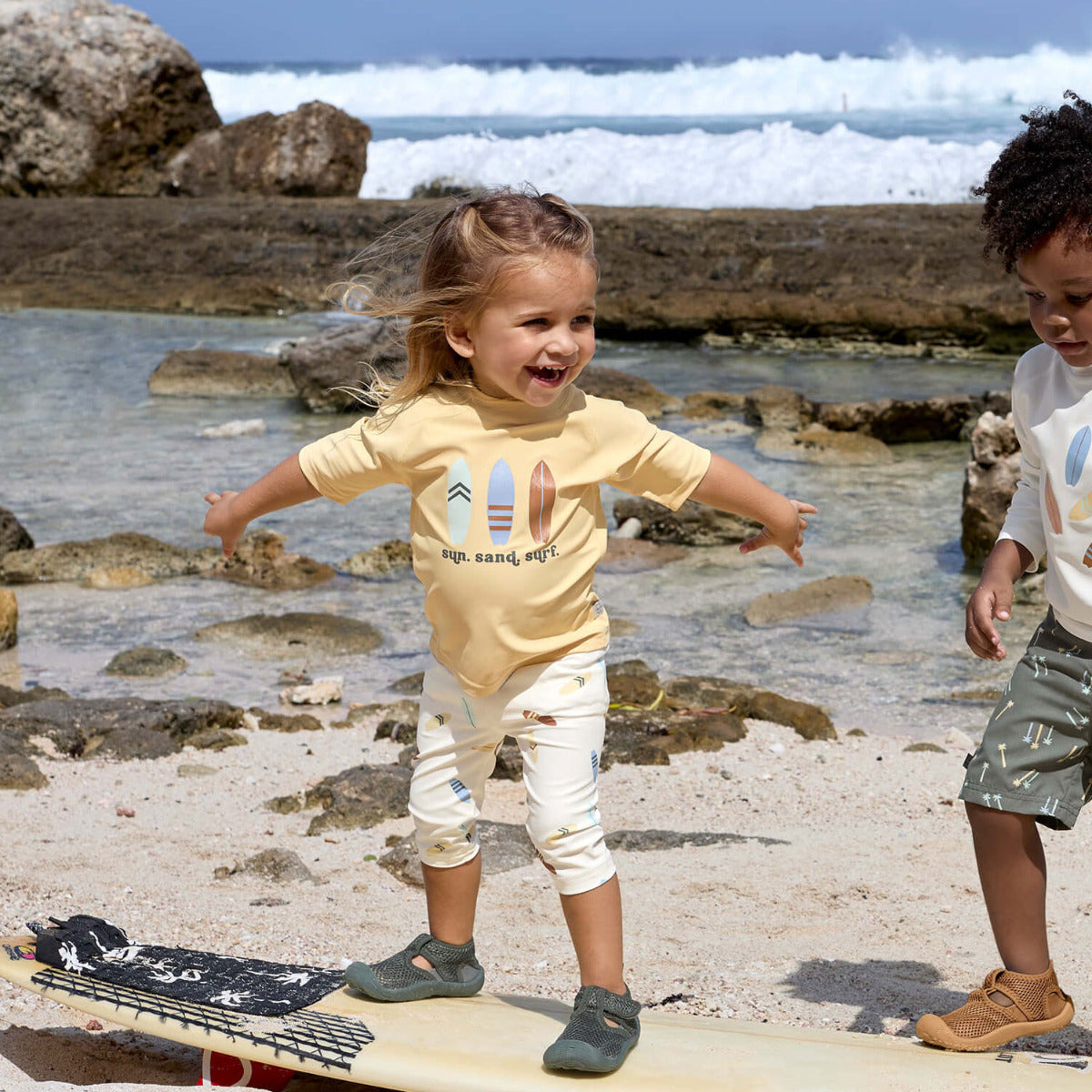 T-shirt anti-UV manches courtes Lässig - Planches de surf vanille