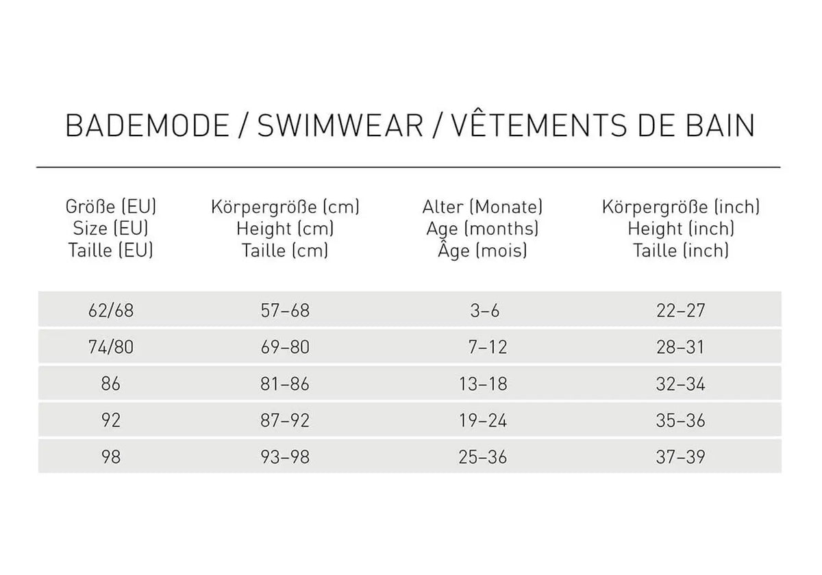 guide des tailles maillot de bain lassig