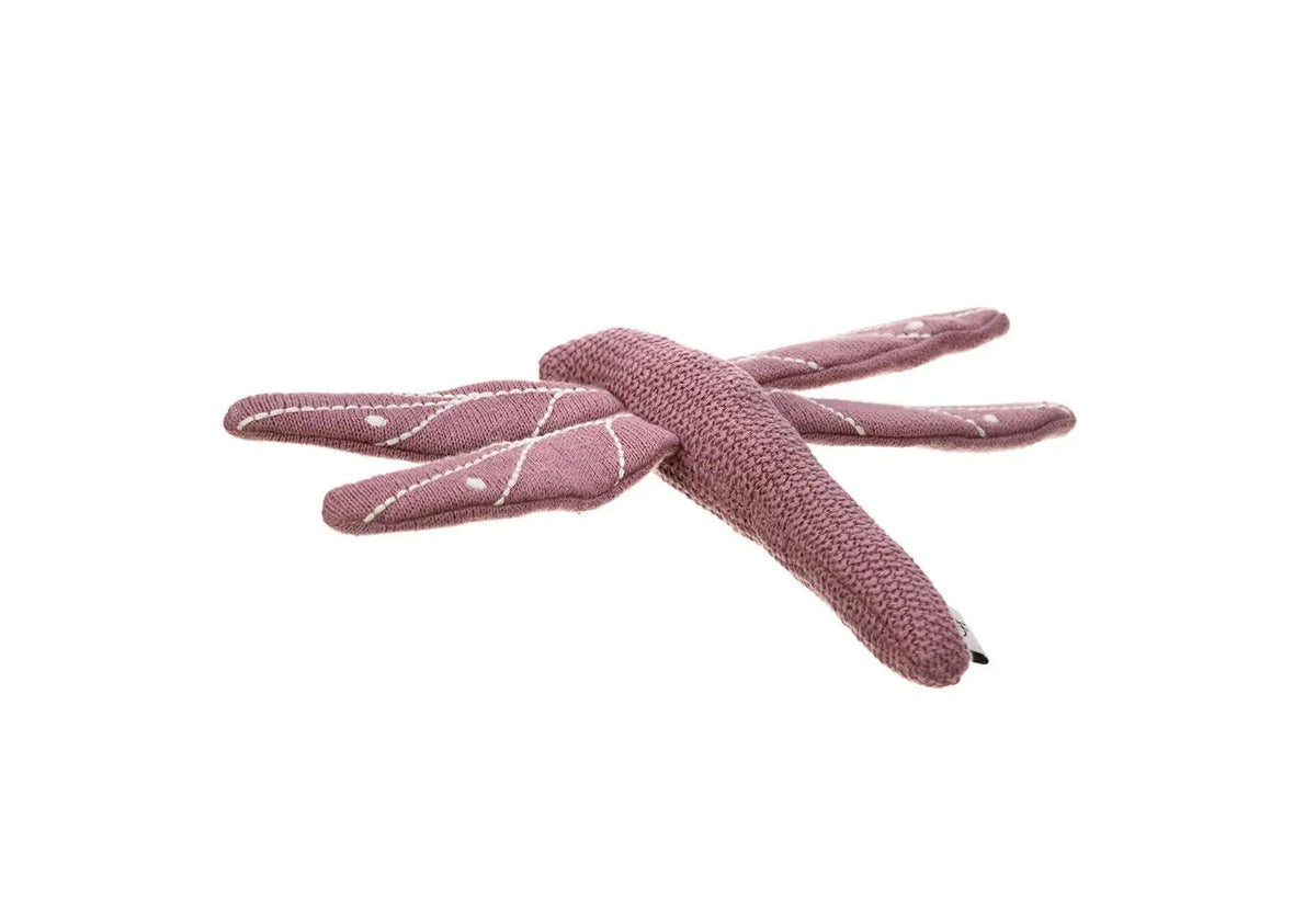 Hochet tricoté en coton bio Lässig - Libellule rouge Lässig
