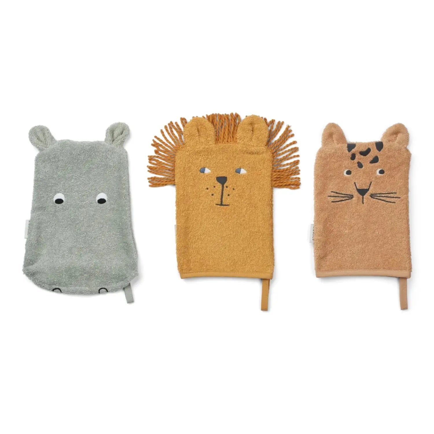 Gants de bain enfant en coton bio Liewood Sylvester – Safari Mix
