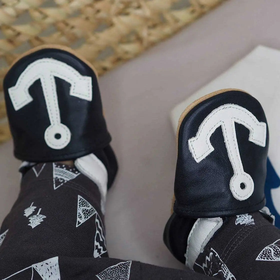 Chaussons en cuir souple Lookidz - Ancre - Lilinappy