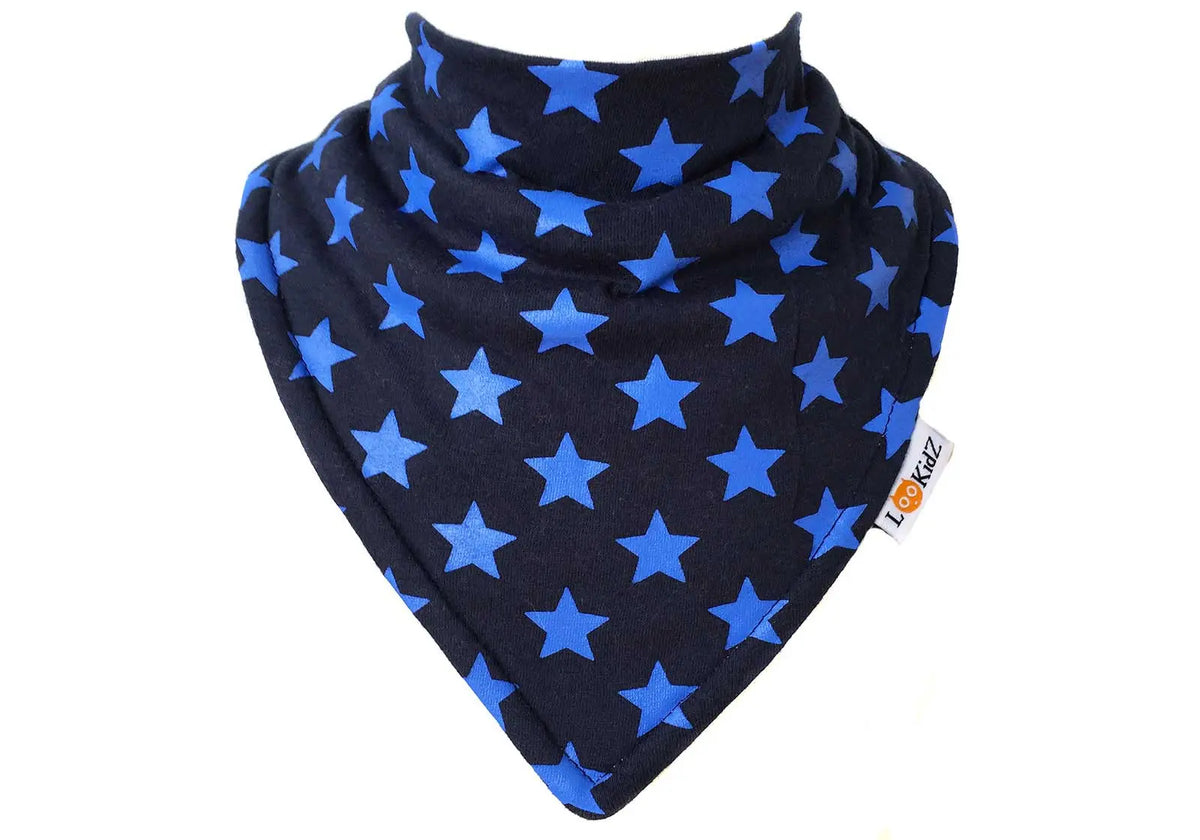 Bavoir bandana Lookidz - Etoiles turquoise fond gris Lookidz