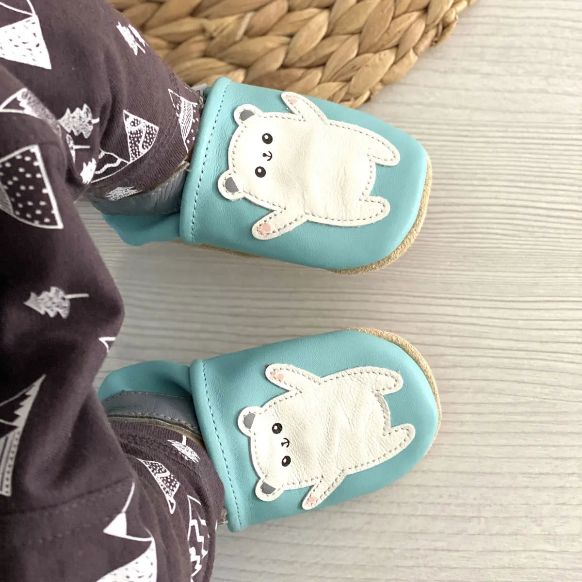 Chaussons en cuir souple Lookidz - P'tit ours - Lilinappy