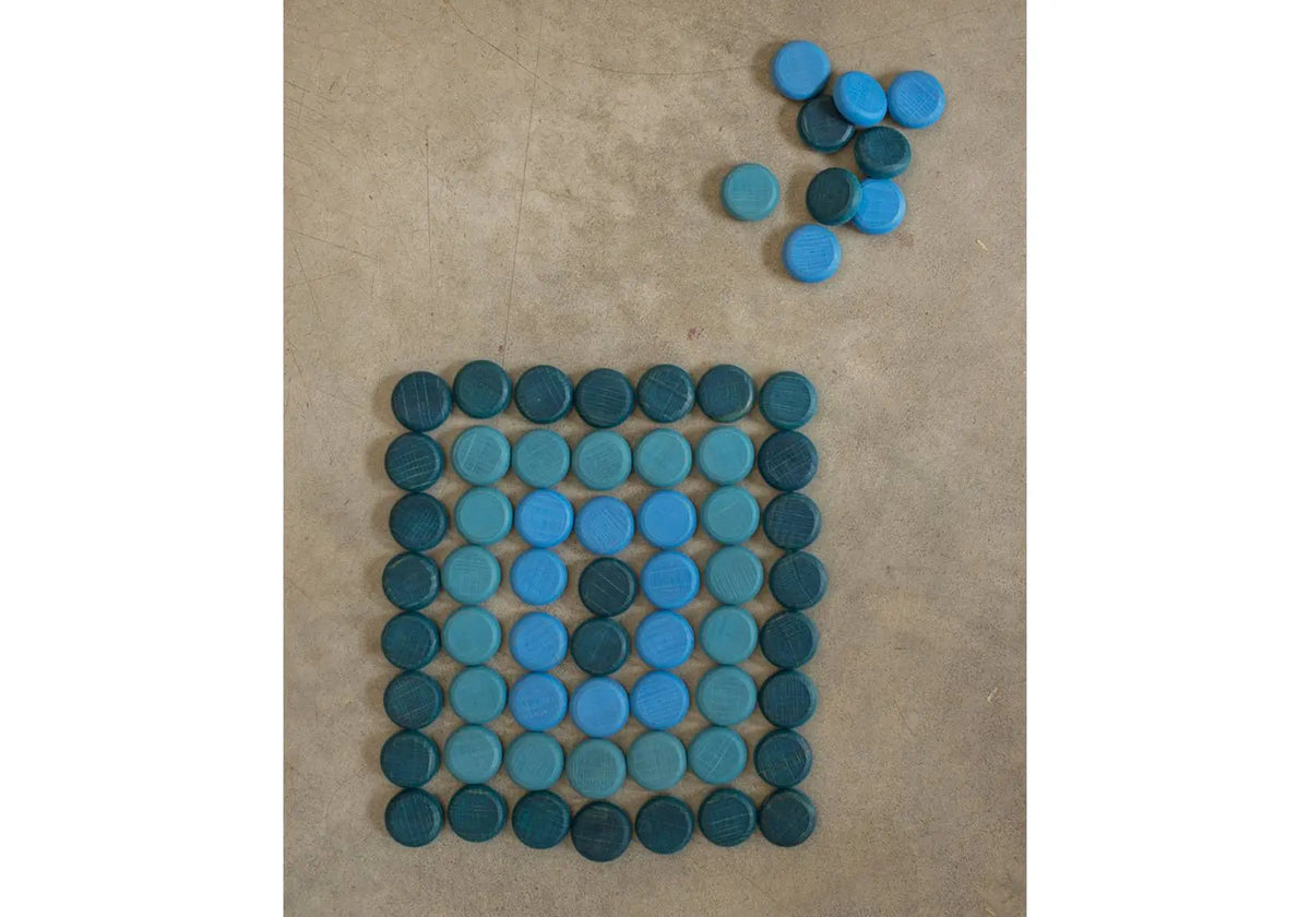 Mandala petites pièces colorées en bois Grapat - Bleu
