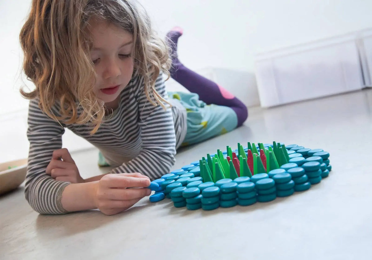 Mandala petites pièces colorées en bois Grapat - Bleu