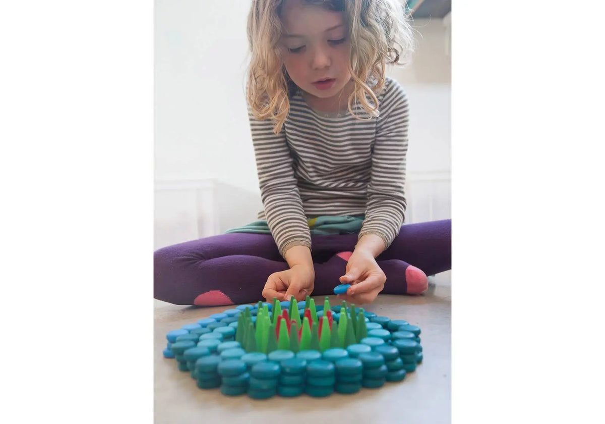 Mandala petites pièces colorées en bois Grapat - Bleu