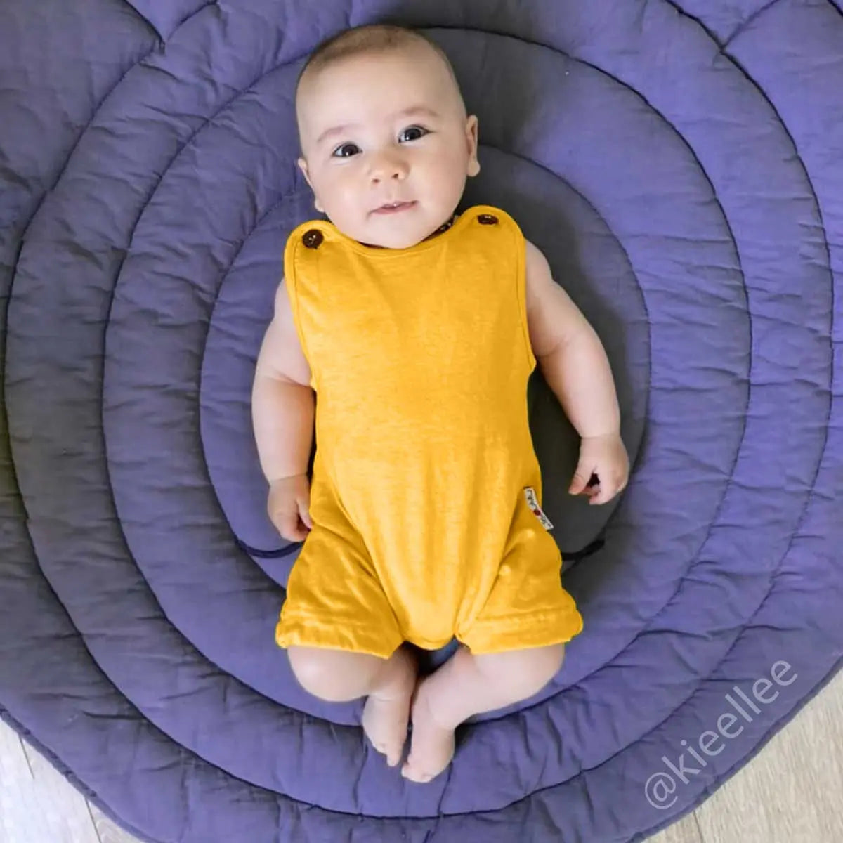 Barboteuse bébé évolutive en chanvre & coton bio Manymonths - Golden calendula 