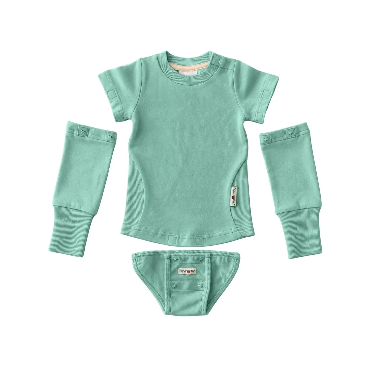 Body 4 en 1 en chanvre et coton bio Manymonths - Sea glass 