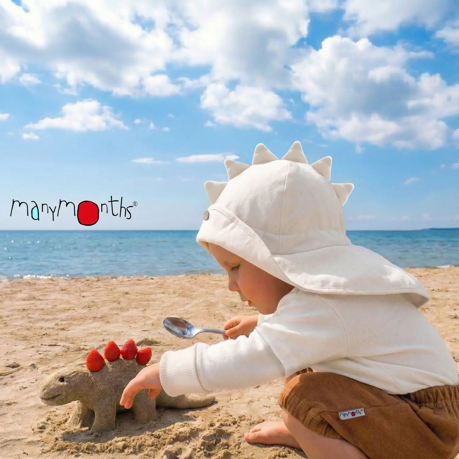 Chapeau de soleil évolutif en chanvre & coton bio Manymonths - DINO Beach dust 