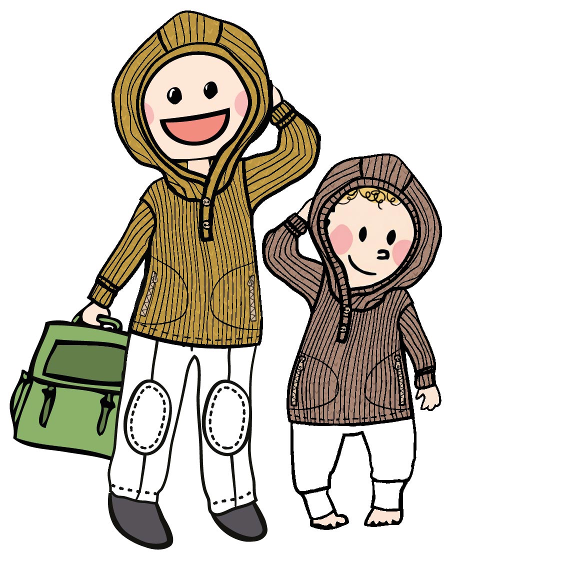 Gilet Henley à capuche en laine mérinos ManyMonths 