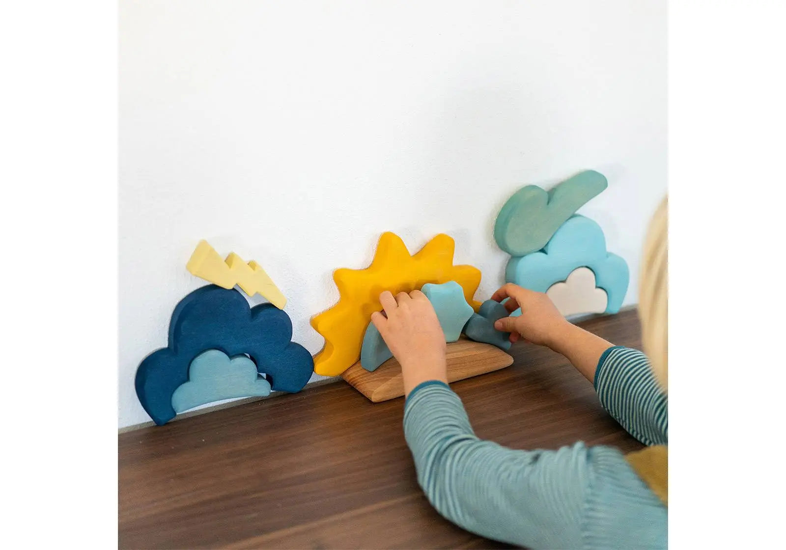 Jeu de construction en bois Météo Grimm's  : quel temps fait-il aujourd'hui ? 