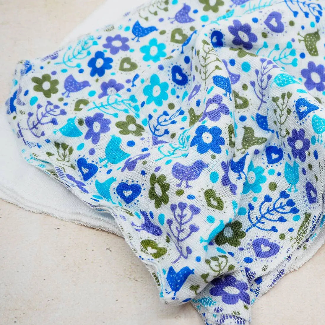 Carrés débarbouillettes XKKO Fleurs & oiseaux 