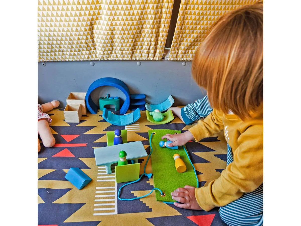 Mobil-home en bois Grimm's - Bleu/vert Grimms