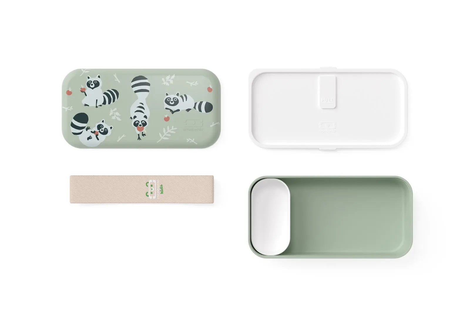 Lunchbox pour Kids Monbento - Vert Raccoon - Lilinappy