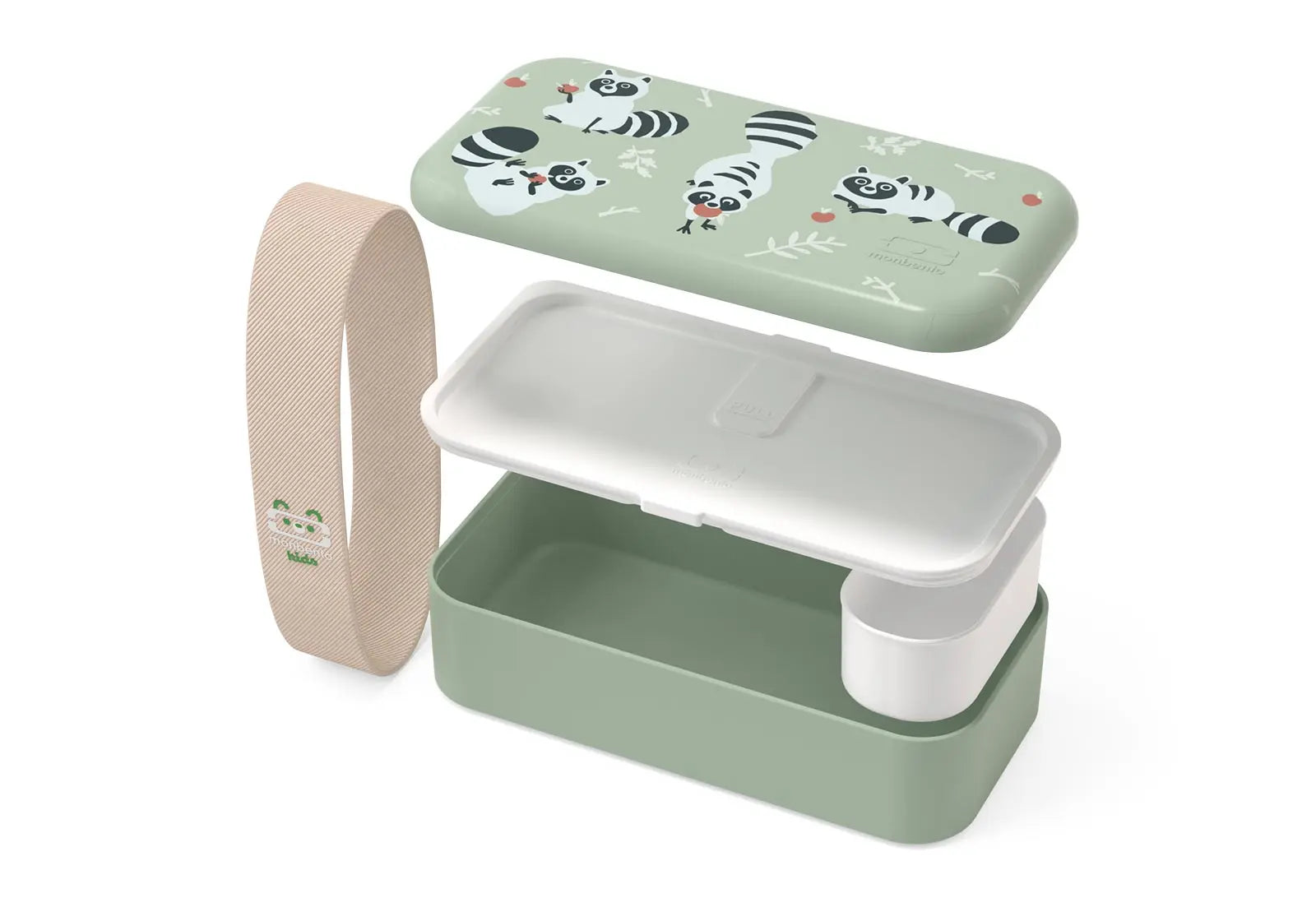 Lunchbox pour Kids Monbento - Vert Raccoon - Lilinappy