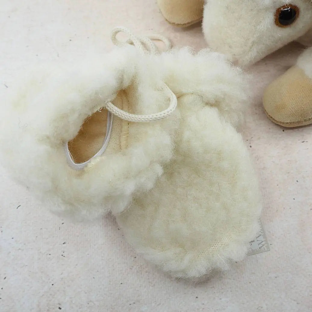 Moufles en laine vierge Bébé Saling - Naturel - Lilinappy