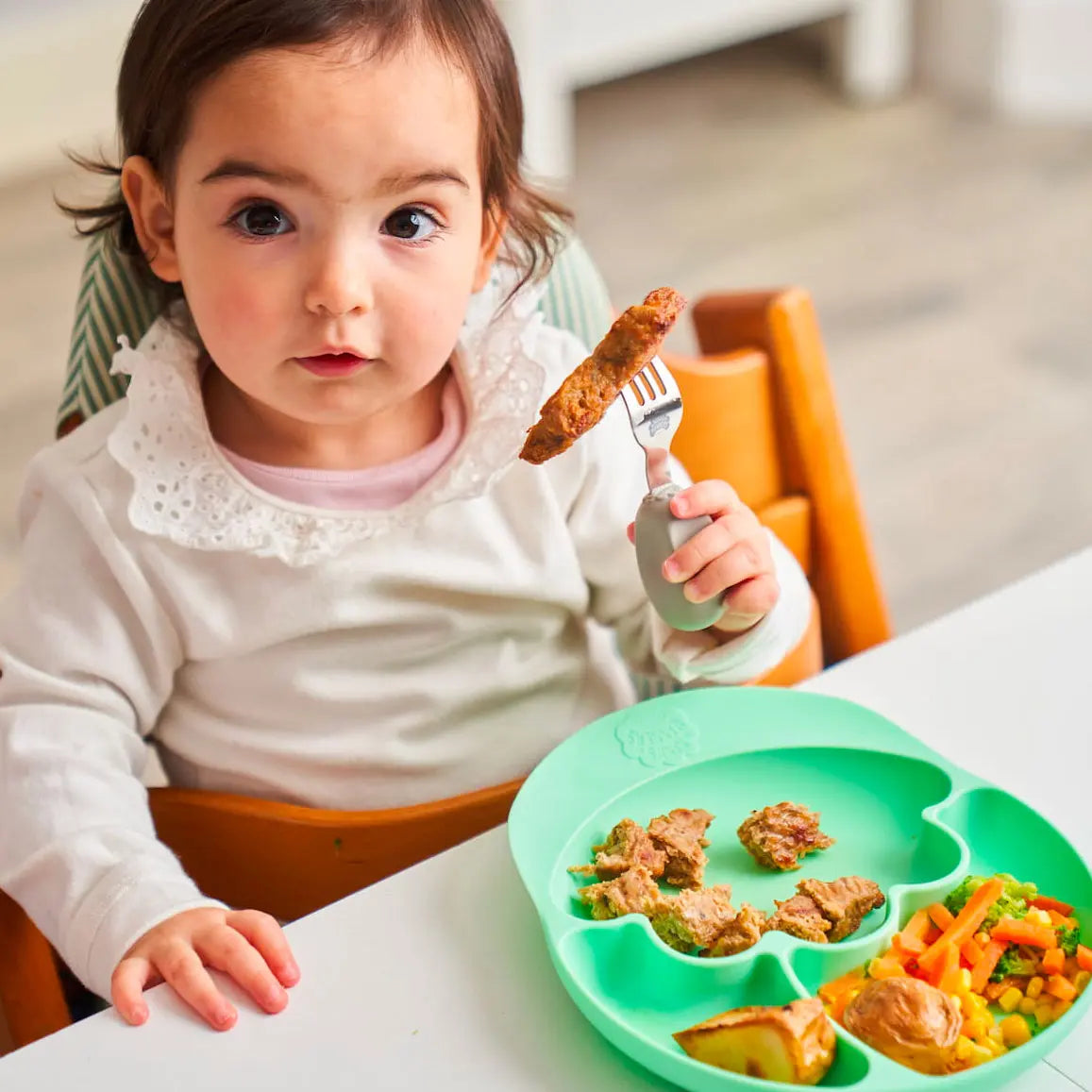 Couverts pour les bébés + 12 mois Nana's Manners - Gris - Lilinappy