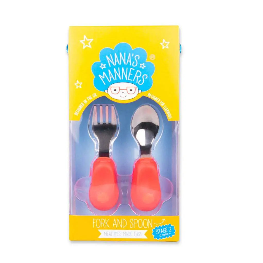 Couverts pour les bébés + 12 mois Nanna's Manners - Rose - Lilinappy