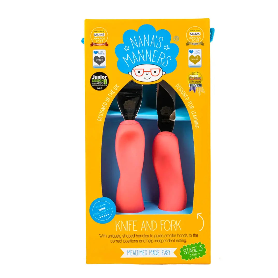 Couverts pour les enfants + 3 ans Nana's Manners - Rose - Lilinappy