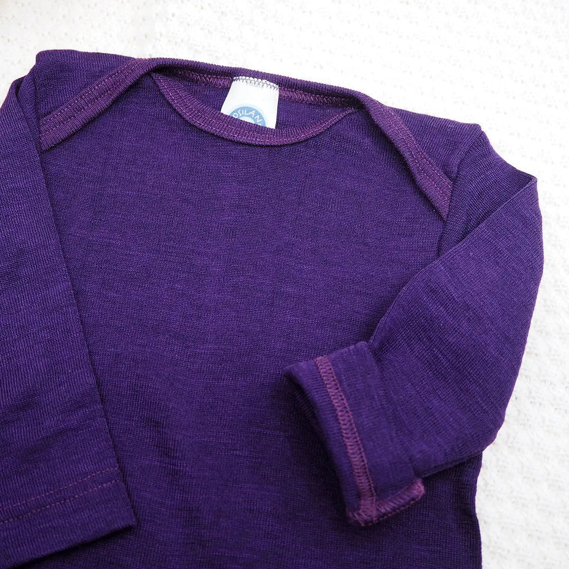 Tee-shirt manches longues en laine et soie Cosilana - Violet - Lilinappy