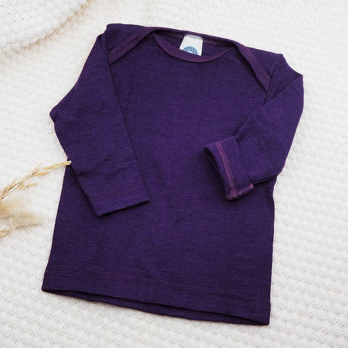 Tee-shirt manches longues en laine et soie Cosilana - Violet - Lilinappy