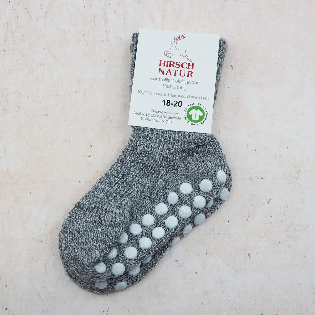Chaussettes en pure laine antidérapantes Hirsch Natur - Kids - Lilinappy