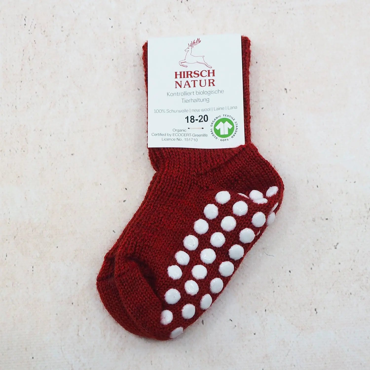 Chaussettes en pure laine antidérapantes Hirsch Natur - Kids - Lilinappy