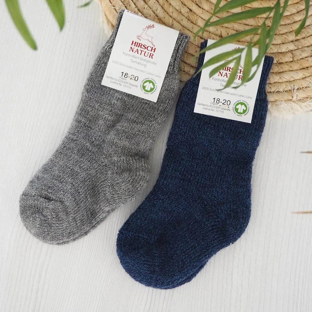 Chaussettes épaisses en pure laine pour enfants Hirsch Natur - Lilinappy