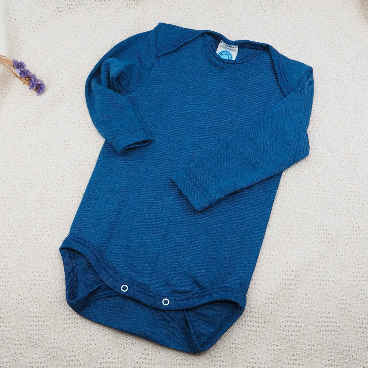 Body en laine et soie pour bébé Cosilana Bleu marine