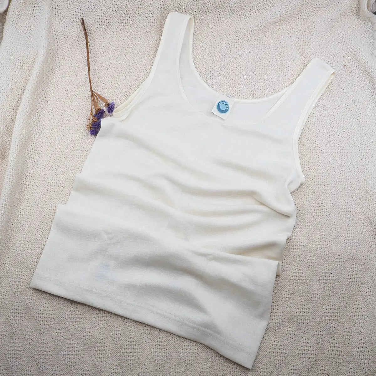 Débardeur pour femme en laine et soie Cosilana - Naturel